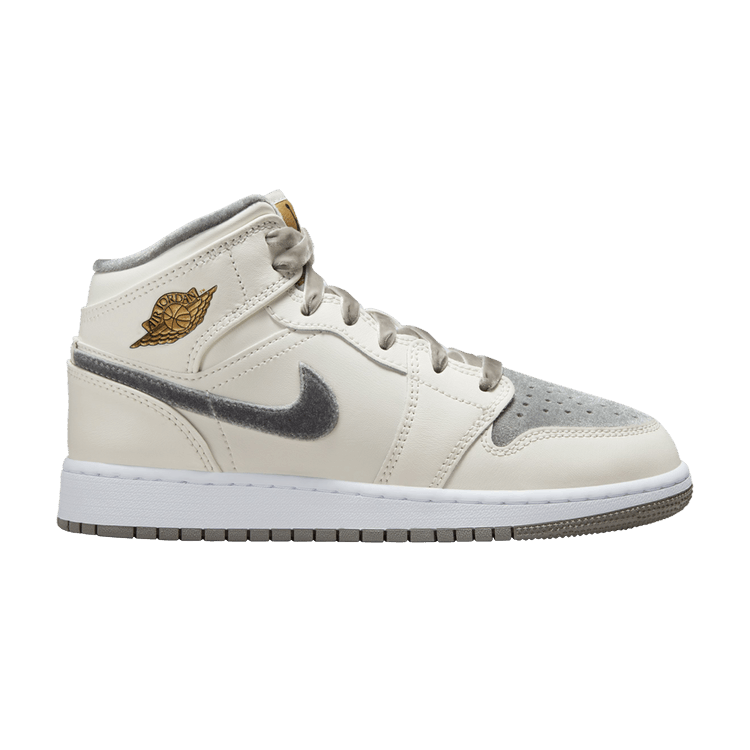 Jordan 1 Mid SE Sail Metallic Gold Flat Pewter (GS)
