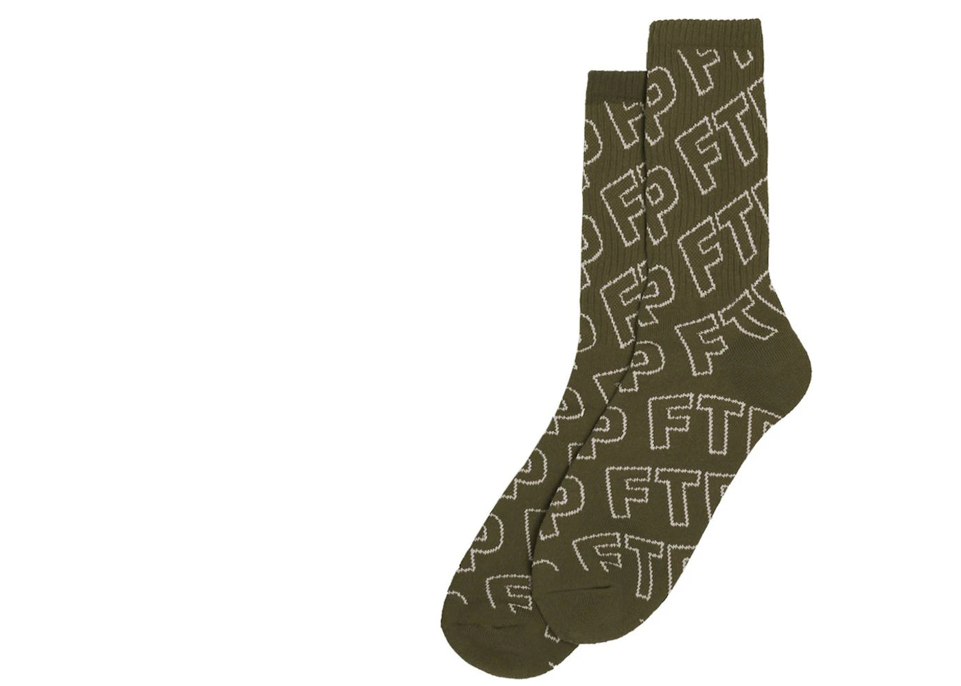 FTP All Over Outline Logo Socks Olive