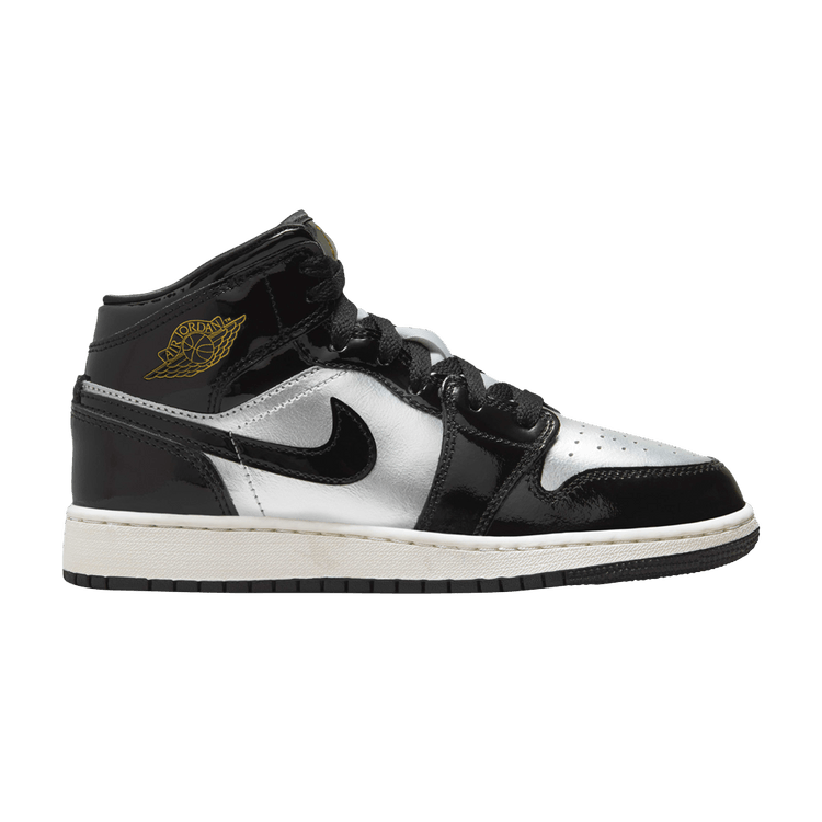 Jordan 1 Mid SE Black Metallic Silver Sail Metallic Gold (GS)