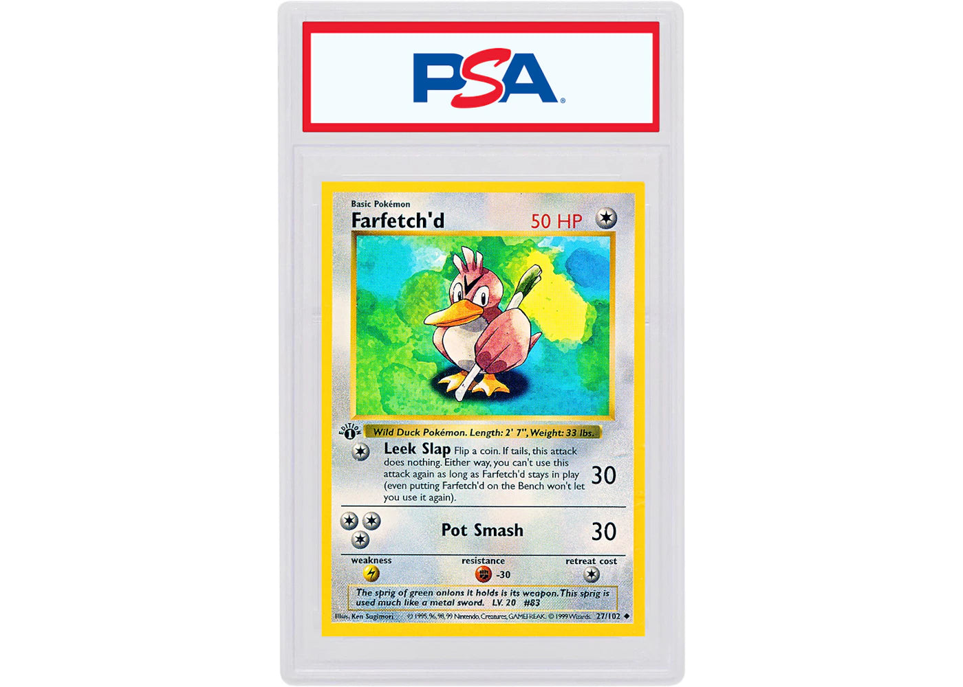 Farfetch'd 1999 Pokemon TCG Base Set 1st Edition #27/102 (PSA or BGS Graded)
