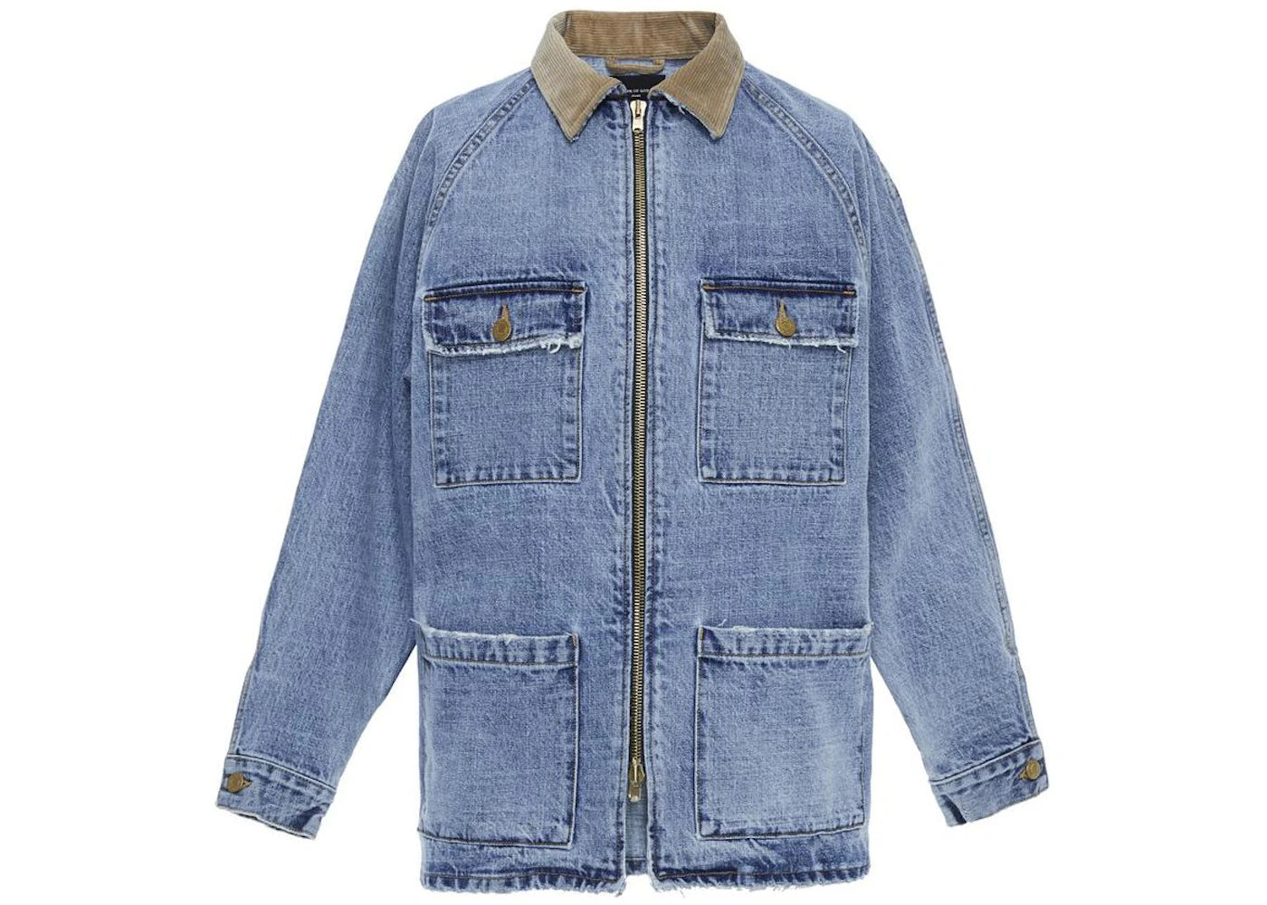 Fear of God Corduroy Collar Denim Long Jacket Vintage Indigo