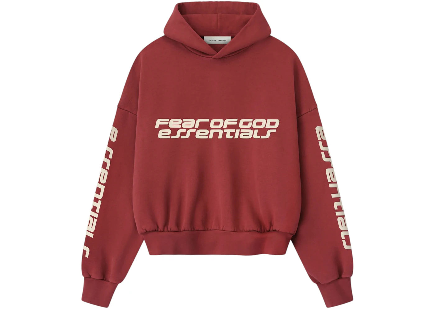 Fear of God Essentials Cropped Relaxed Hoodie Crimson