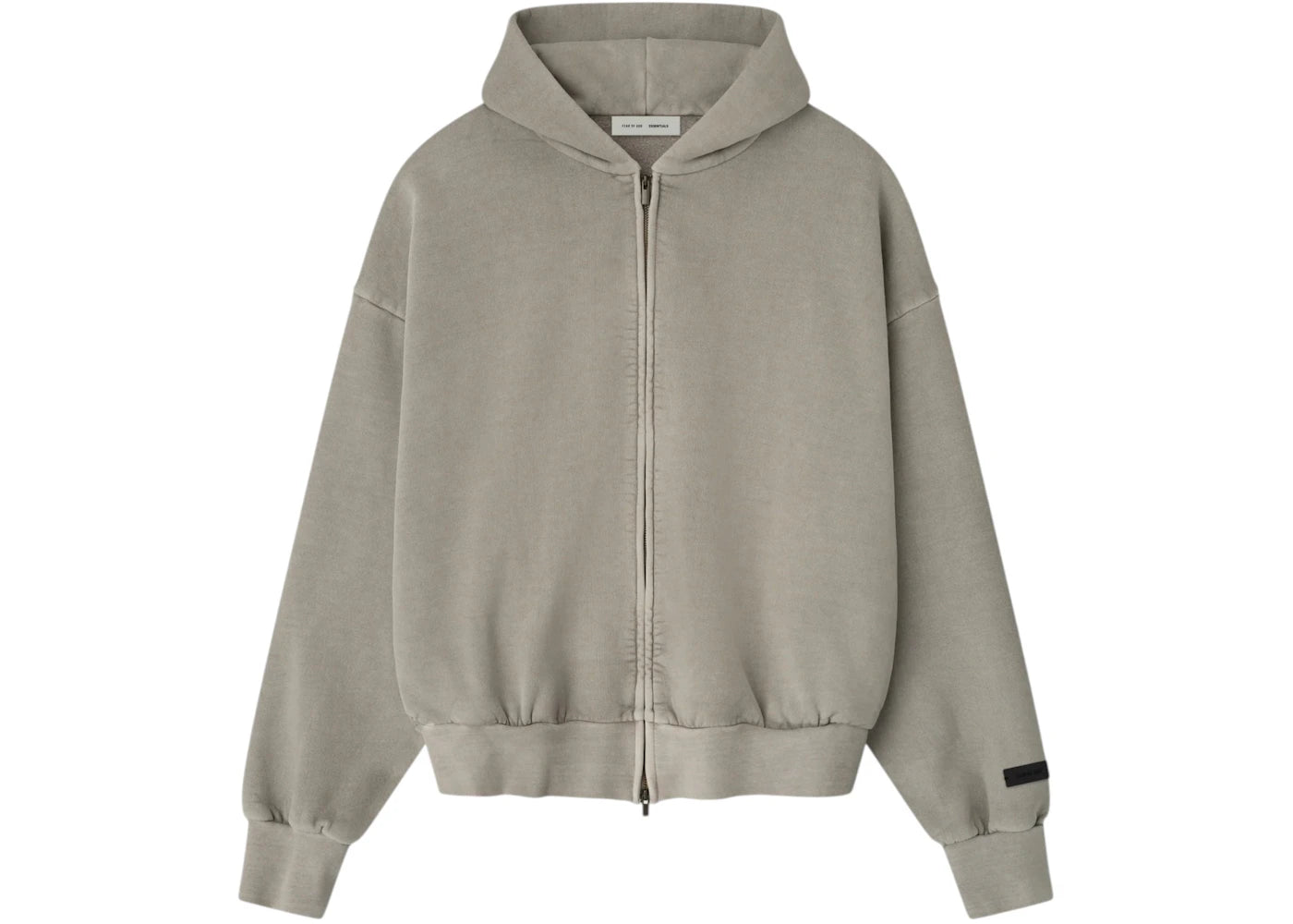 Fear of God Essentials Embroidered Classic Full Zip Hoodie Smoke Grey