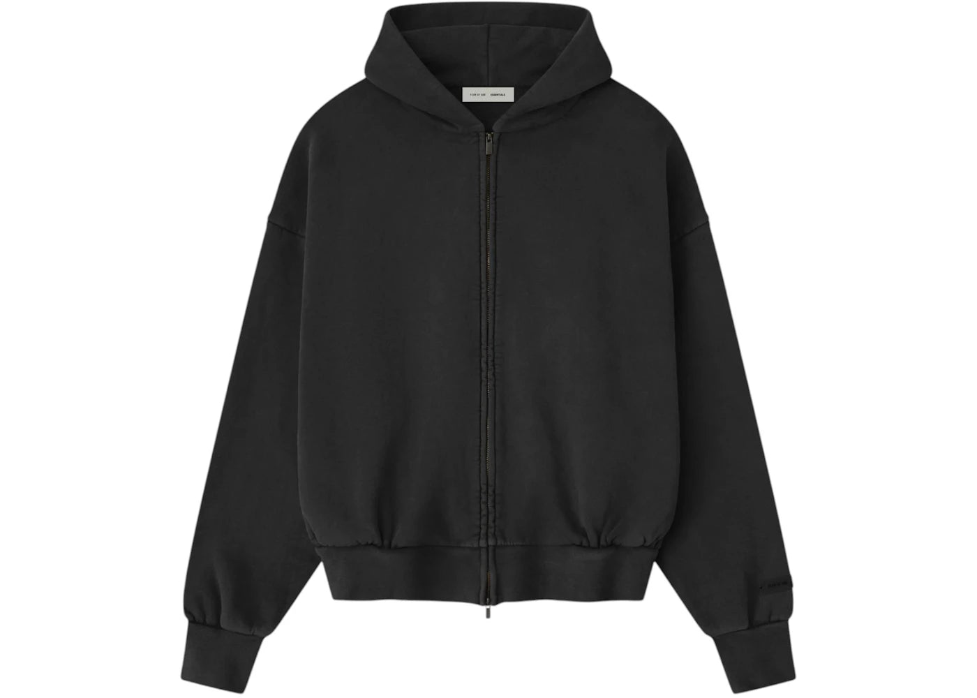 Fear of God Essentials Embroidered Classic Full Zip Hoodie Vintage Black