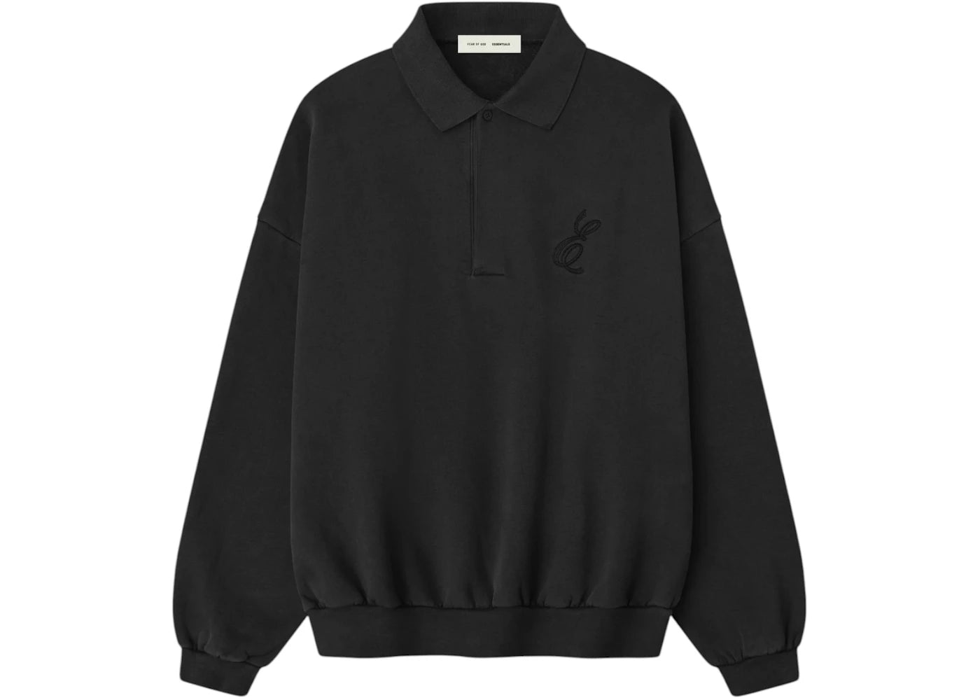 Fear of God Essentials Embroidered Classic Polo Sweatshirt Vintage Black