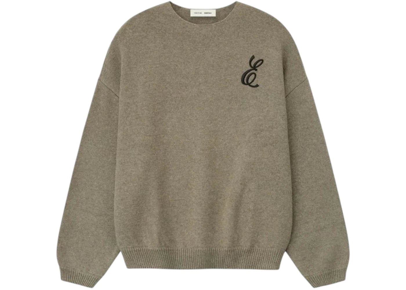 Fear of God Essentials Embroidered Merino Crewneck Sweater Homestead Heather