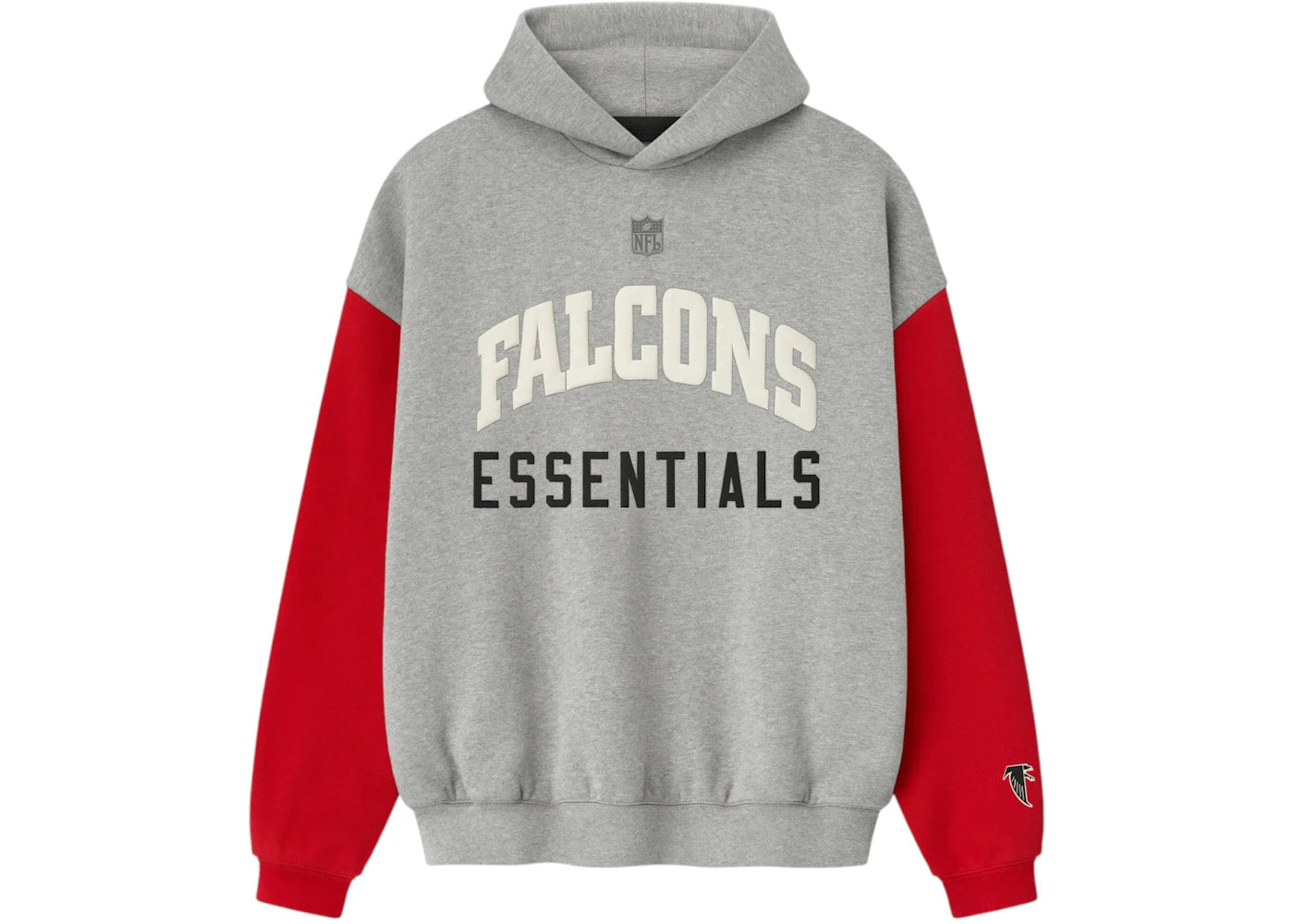 Fear of God Essentials Falcons Sport Hoodie Concrete Heather/Red