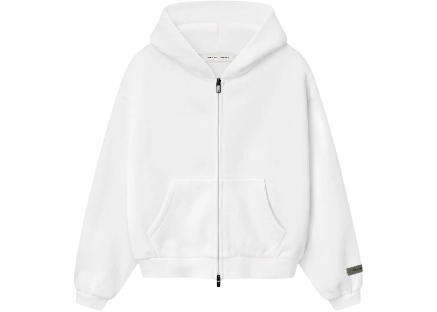 Fear of God Essentials Kids Classic Fleece Zip-Up Hoodie Cloud White