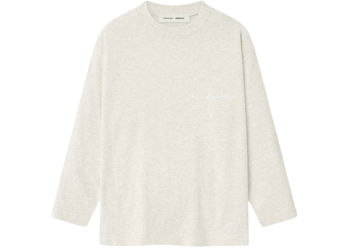 Fear of God Essentials Kids Embroidered Classic Long Sleeve Tee Oatmeal Heather