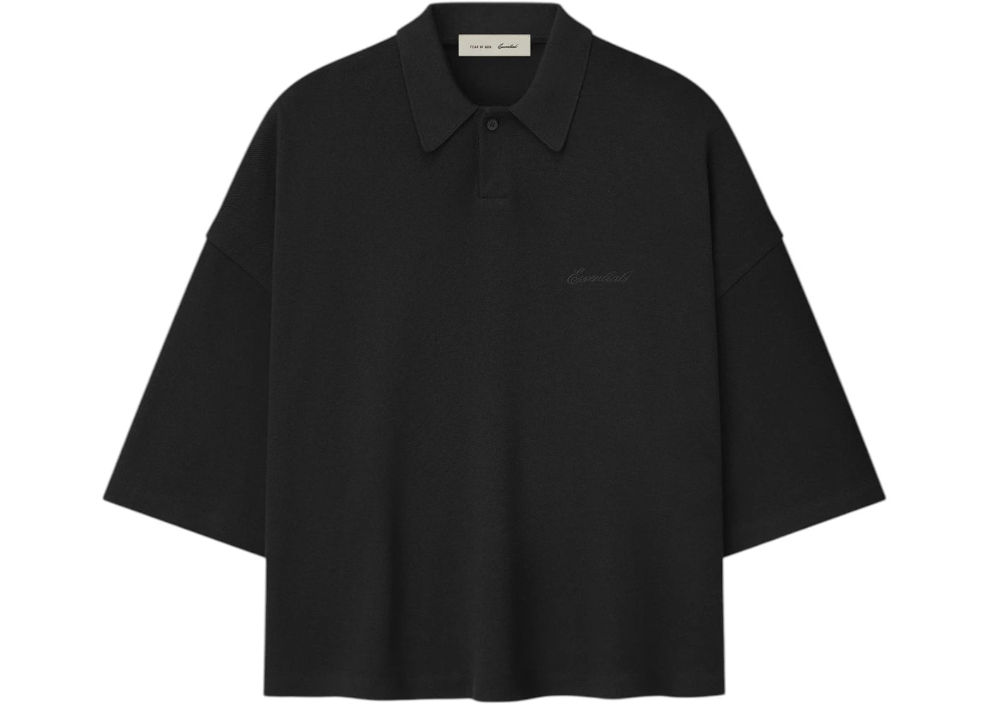 Fear of God Essentials Pique Signature 90's Cropped Polo Vintage Black