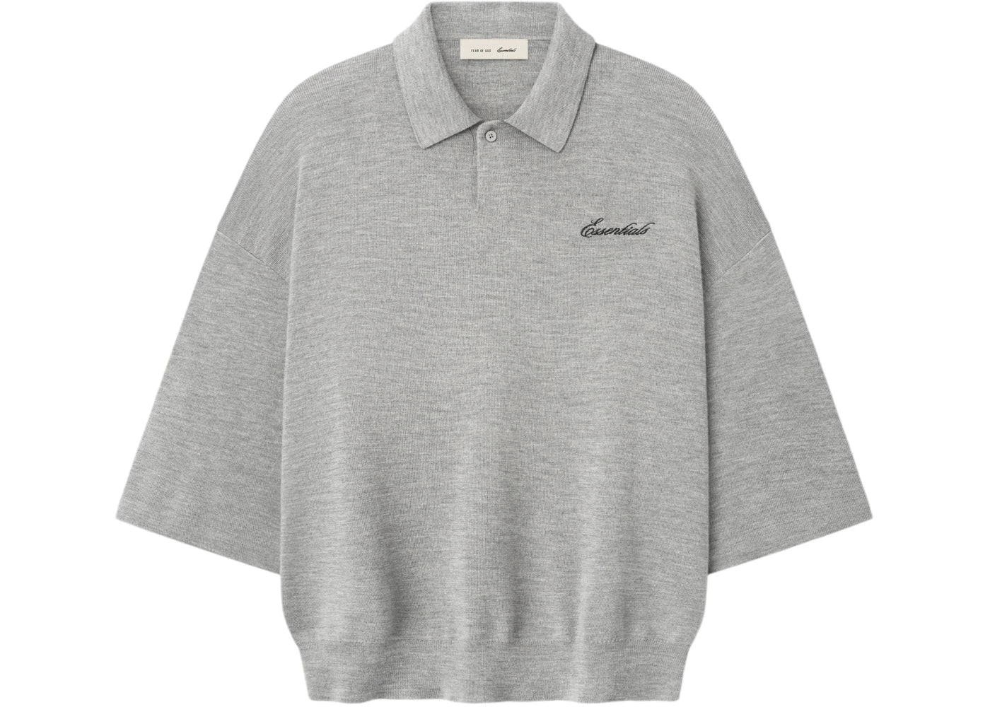 Fear of God Essentials Signature 3/4 Sleeve 90's Knit Polo Concrete Heather