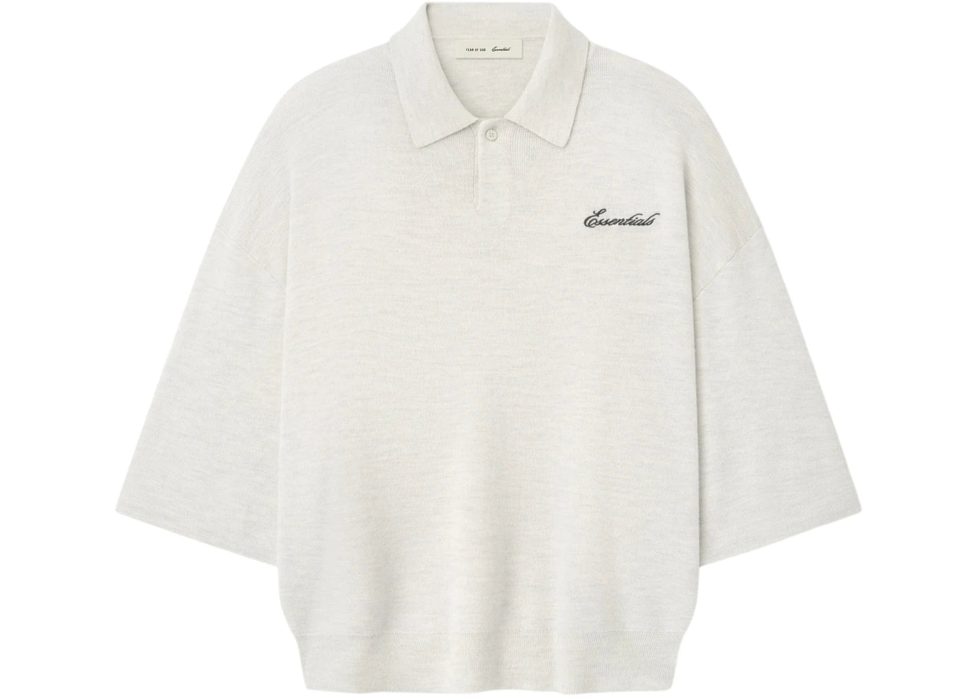 Fear of God Essentials Signature 3/4 Sleeve 90's Knit Polo Oatmeal Heather