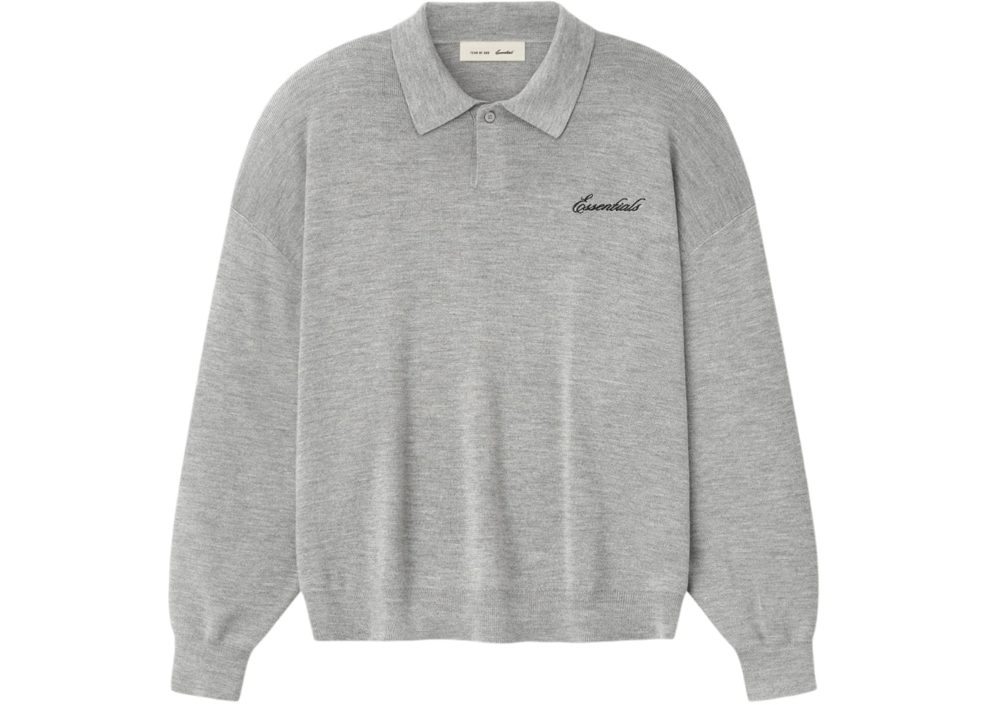 Fear of God Essentials Signature 90's Knit Polo Concrete Heather