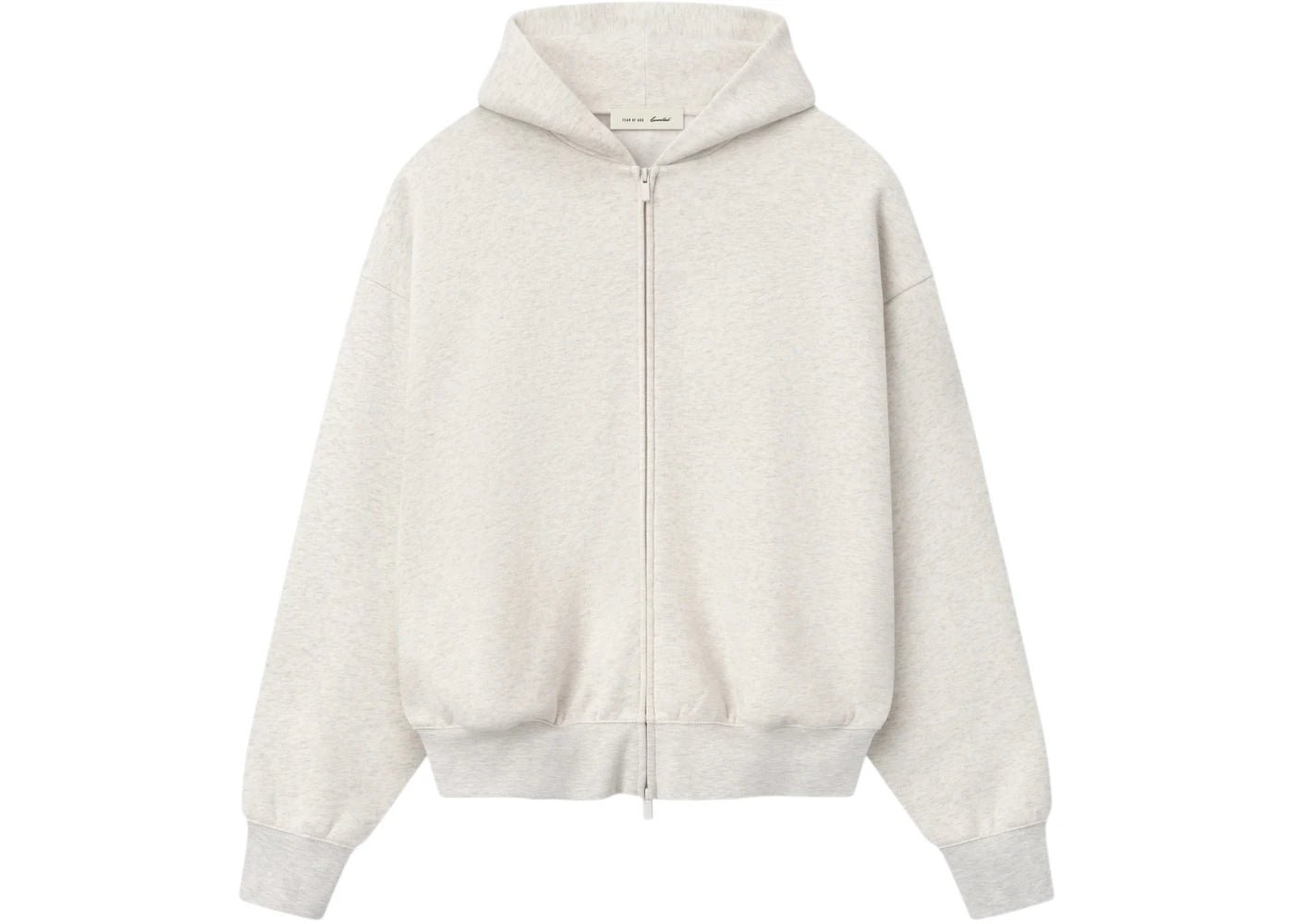 Fear of God Essentials Signature Classic Full Zip Hoodie Oatmeal Heather/Light Heather