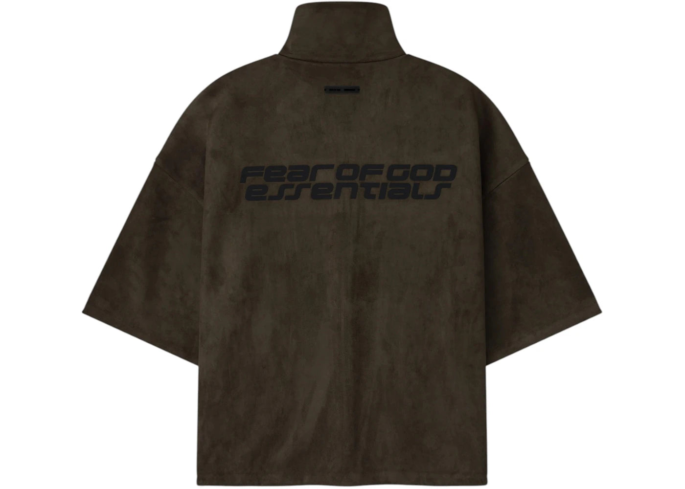 Fear of God Essentials Suede Fleece High Neck 3/4 Sleeve Jacket Brown