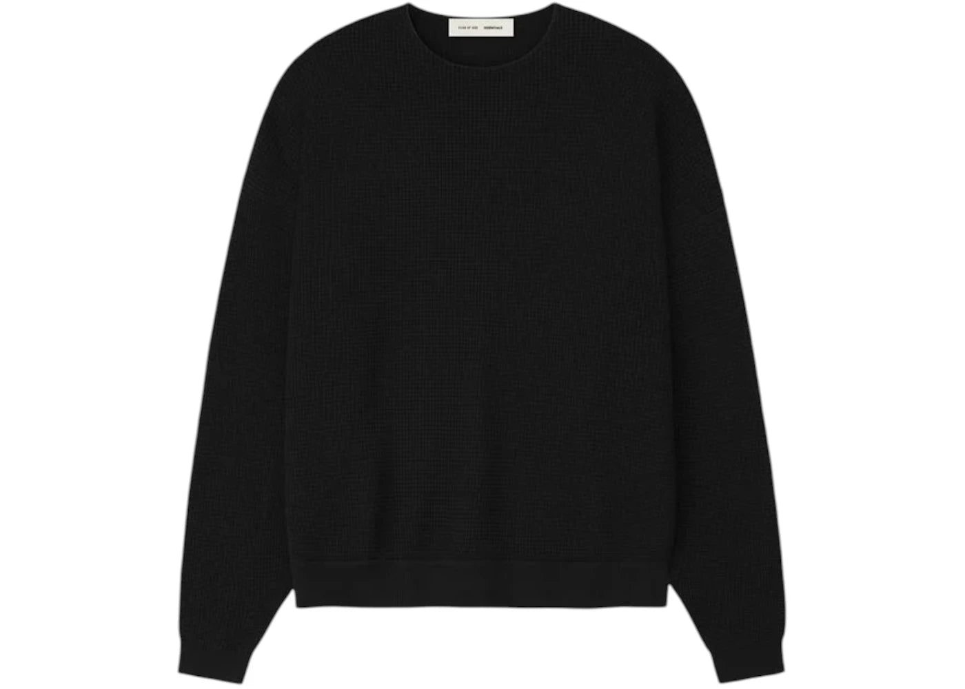 Fear of God Essentials Waffle Crewneck 90's Sweater Vintage Black