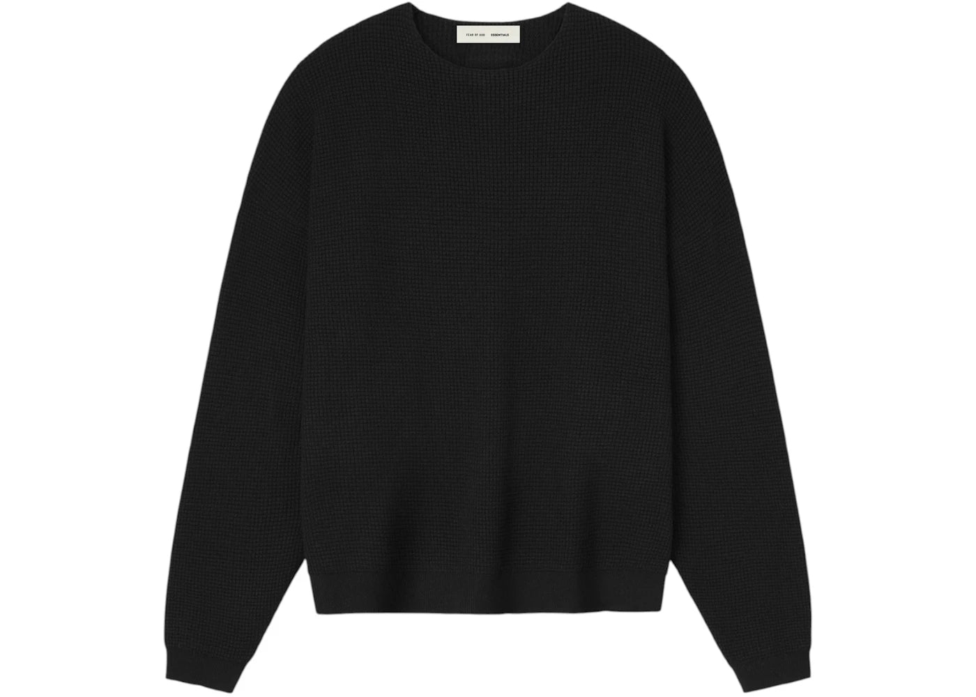 Fear of God Essentials Waffle Crewneck Sweater Jet Black