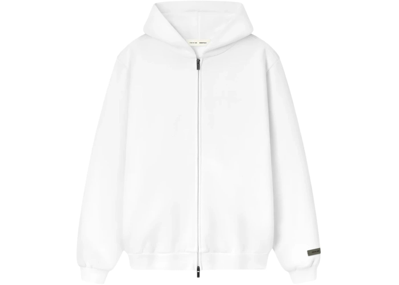 Fear of God Essentials Womens 90's Fleece Zip-Up Hoodie Bright White