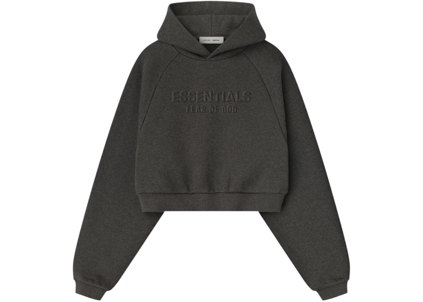 Fear of God Essentials Womens Embossed 90's Raglan Hoodie Charcoal Heather