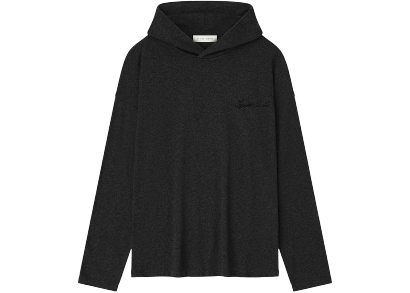 Fear of God Essentials Women's Embroidered Classic Fit Hooded L/S Shirt Vintage Black