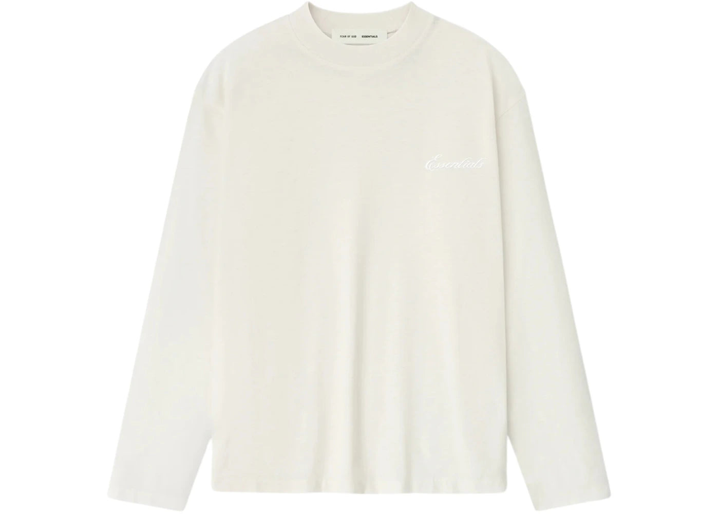 Fear of God Essentials Womens Embroidered Classic Fit Long Sleeve Tee Ivory