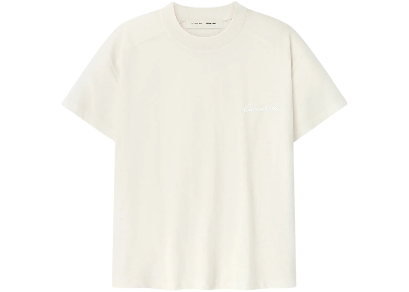 Fear of God Essentials Womens Embroidered Classic Fit Tee Ivory