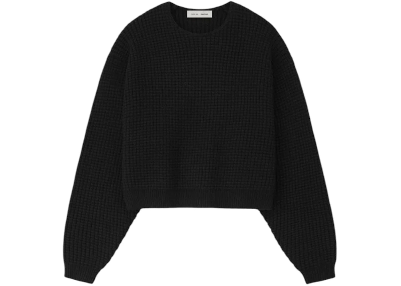 Fear of God Essentials Womens Heavy Waffle Crewneck 90's Sweater Vintage Black
