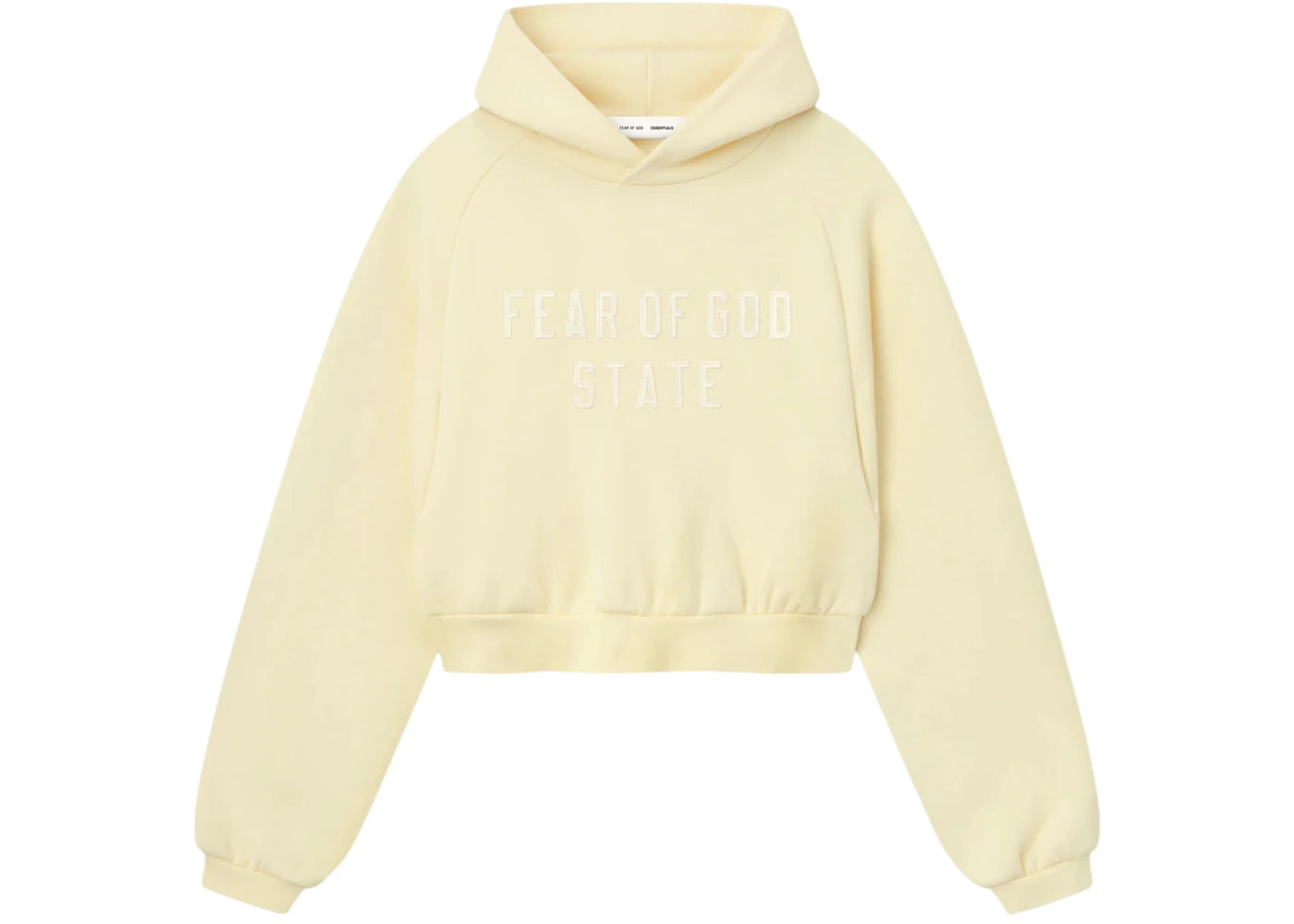 Fear of God Essentials Womens Modern Fleece Raglan Hoodie Garden Yellow
