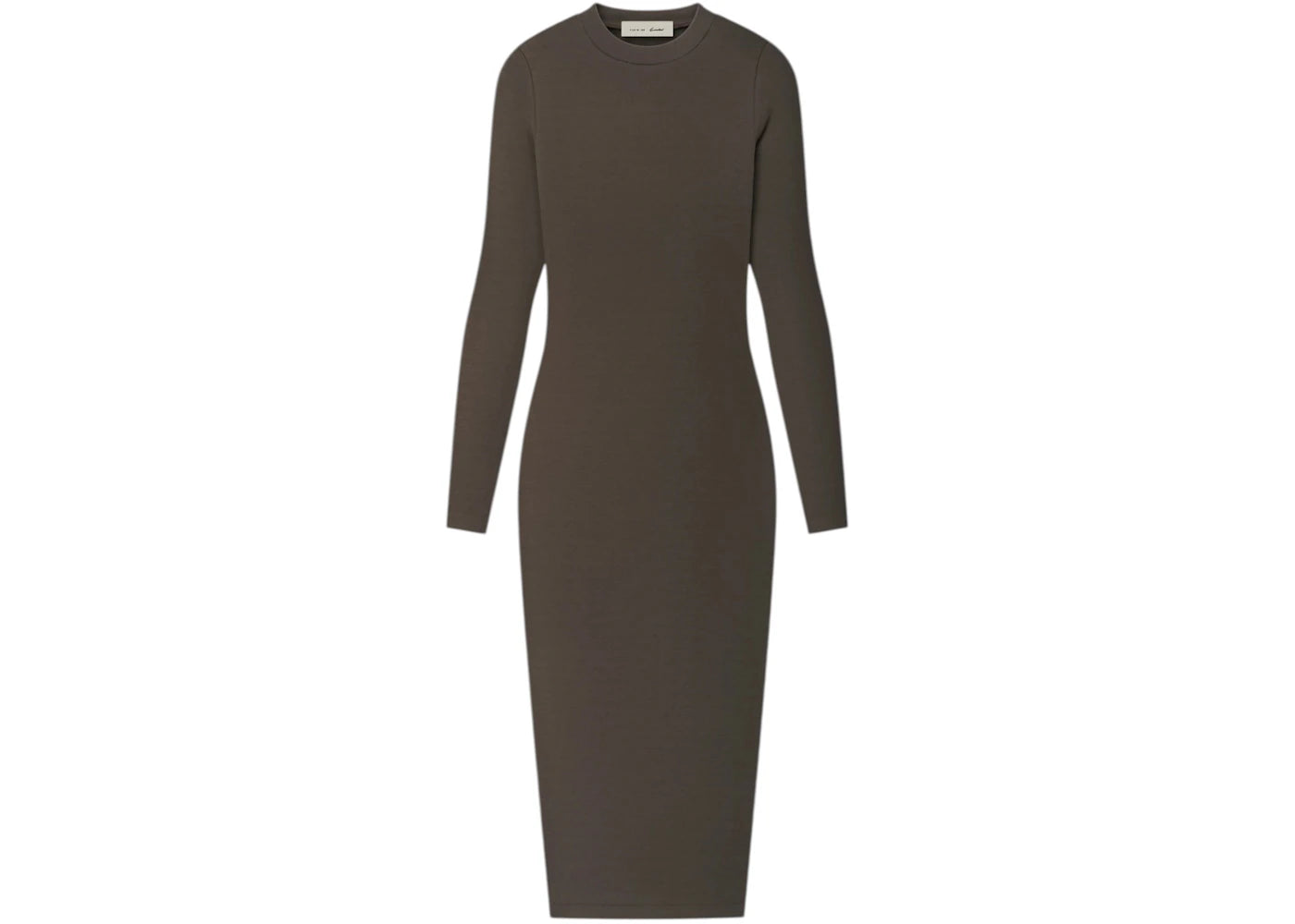 Fear of God Essentials Womens Rib Knit Fitted Long Sleeve Dress Brown
