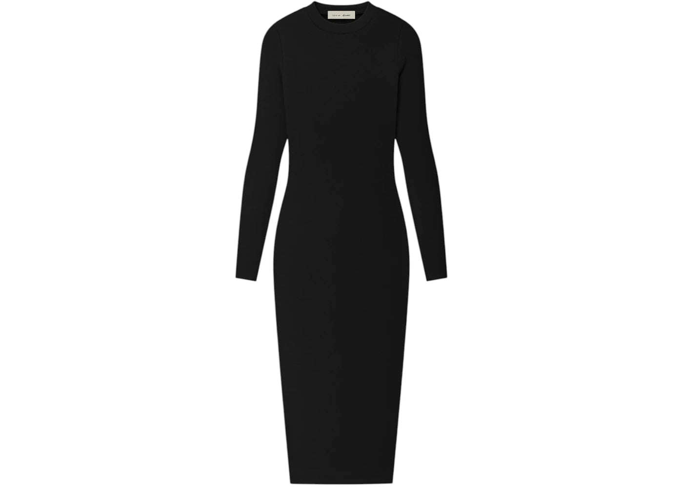 Fear of God Essentials Womens Rib Knit Fitted Long Sleeve Dress Vintage Black