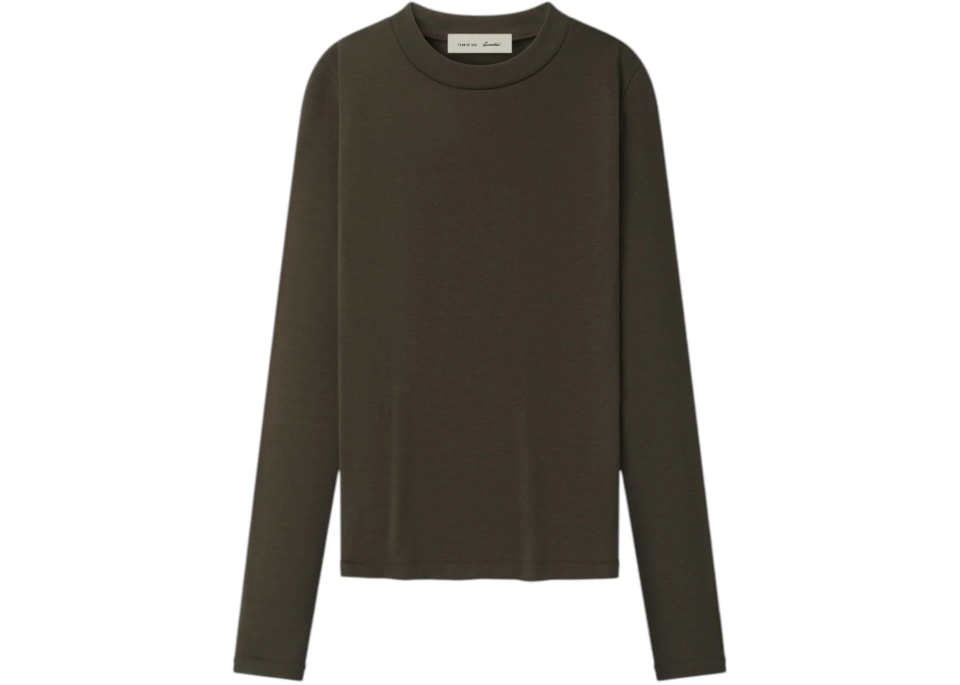 Fear of God Essentials Womens Rib Knit Fitted Long Sleeve Tee Brown