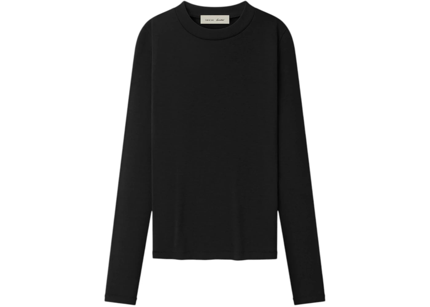 Fear of God Essentials Womens Rib Knit Fitted Long Sleeve Tee Vintage Black