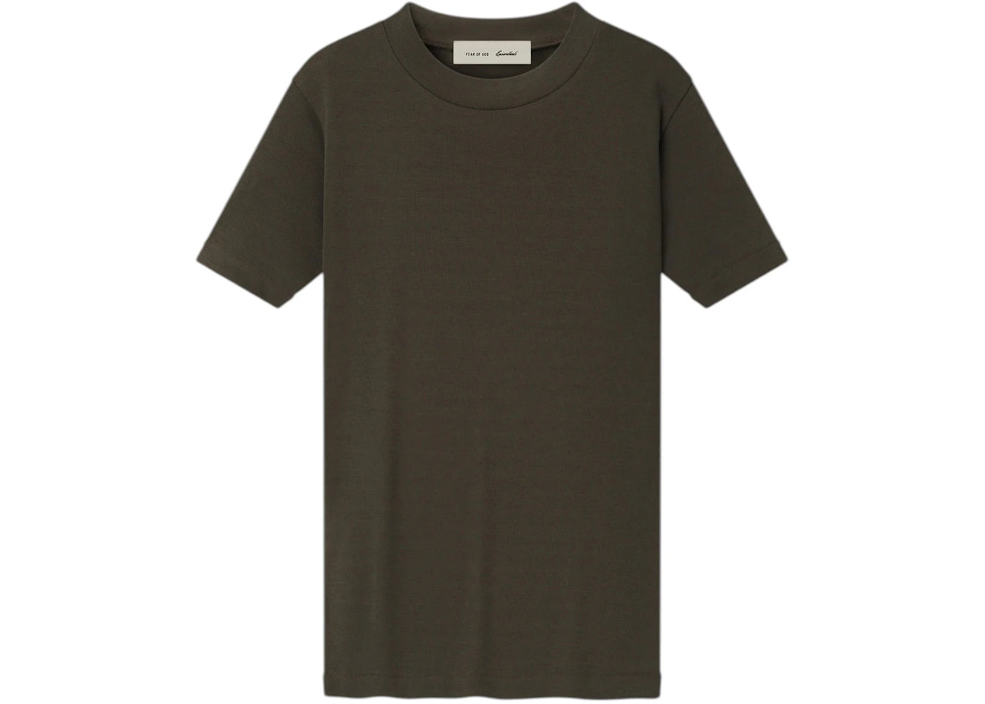 Fear of God Essentials Womens Rib Knit Fitted Short Sleeve Tee Brown