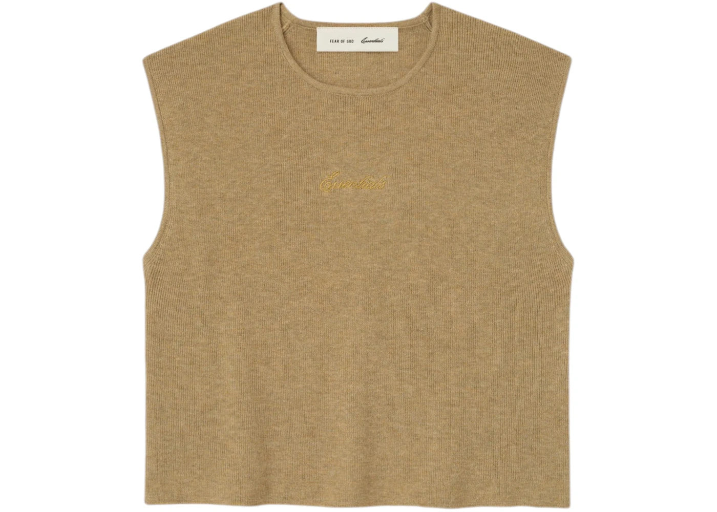 Fear of God Essentials Womens Signature Rib Knit Cropped Top Dune