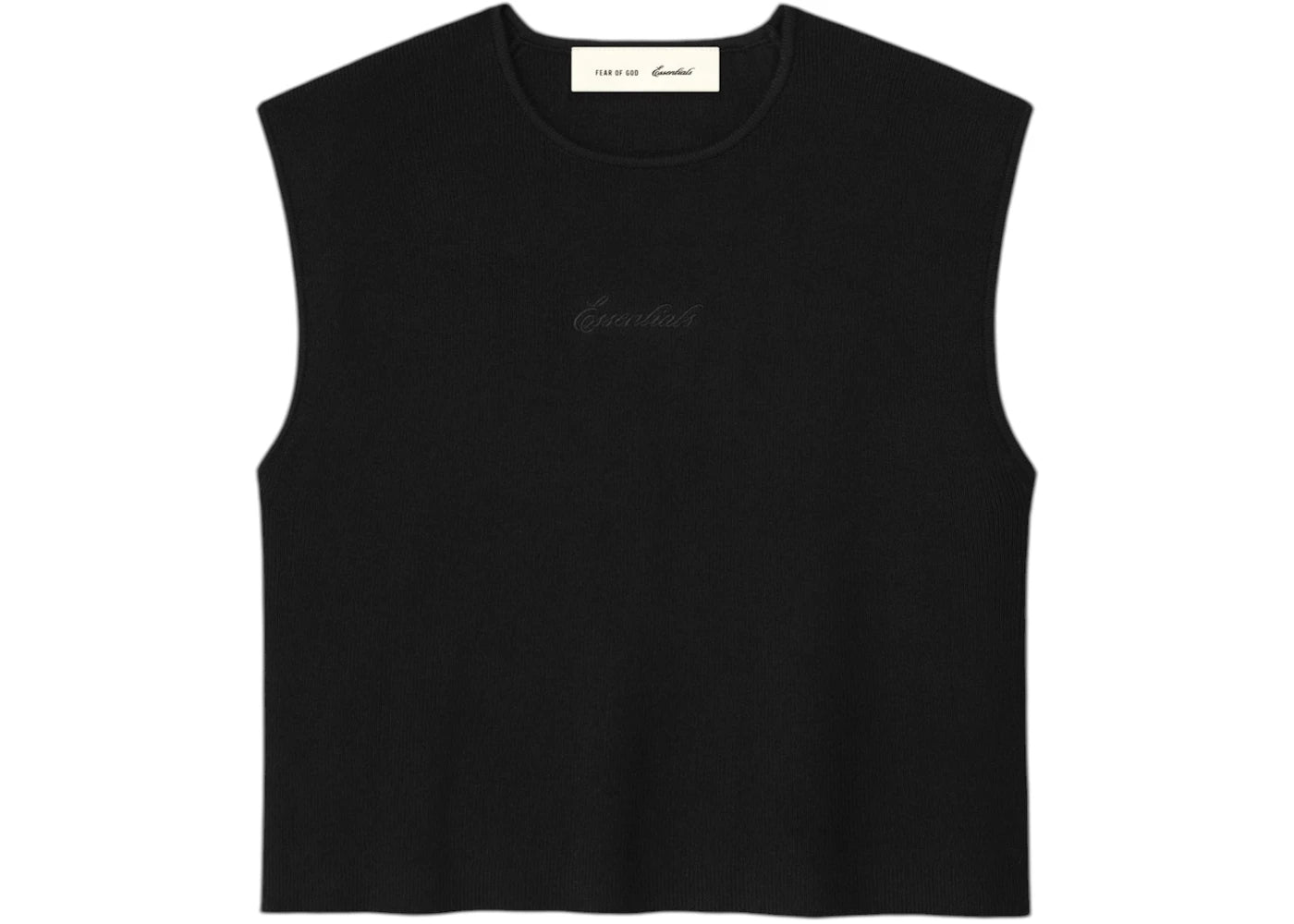 Fear of God Essentials Womens Signature Rib Knit Cropped Top Vintage Black