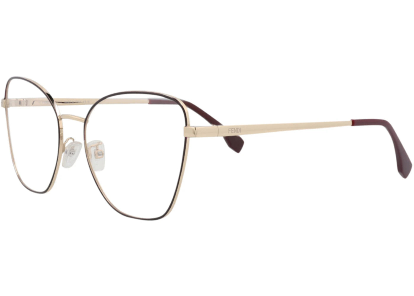Fendi Cat Eye Eyeglasses Gold Gold Transparent (FE50007U-56-028)