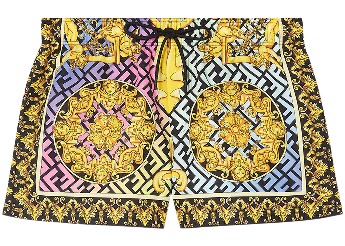 Fendi Fendace Baroque Short Swim Shorts Gold