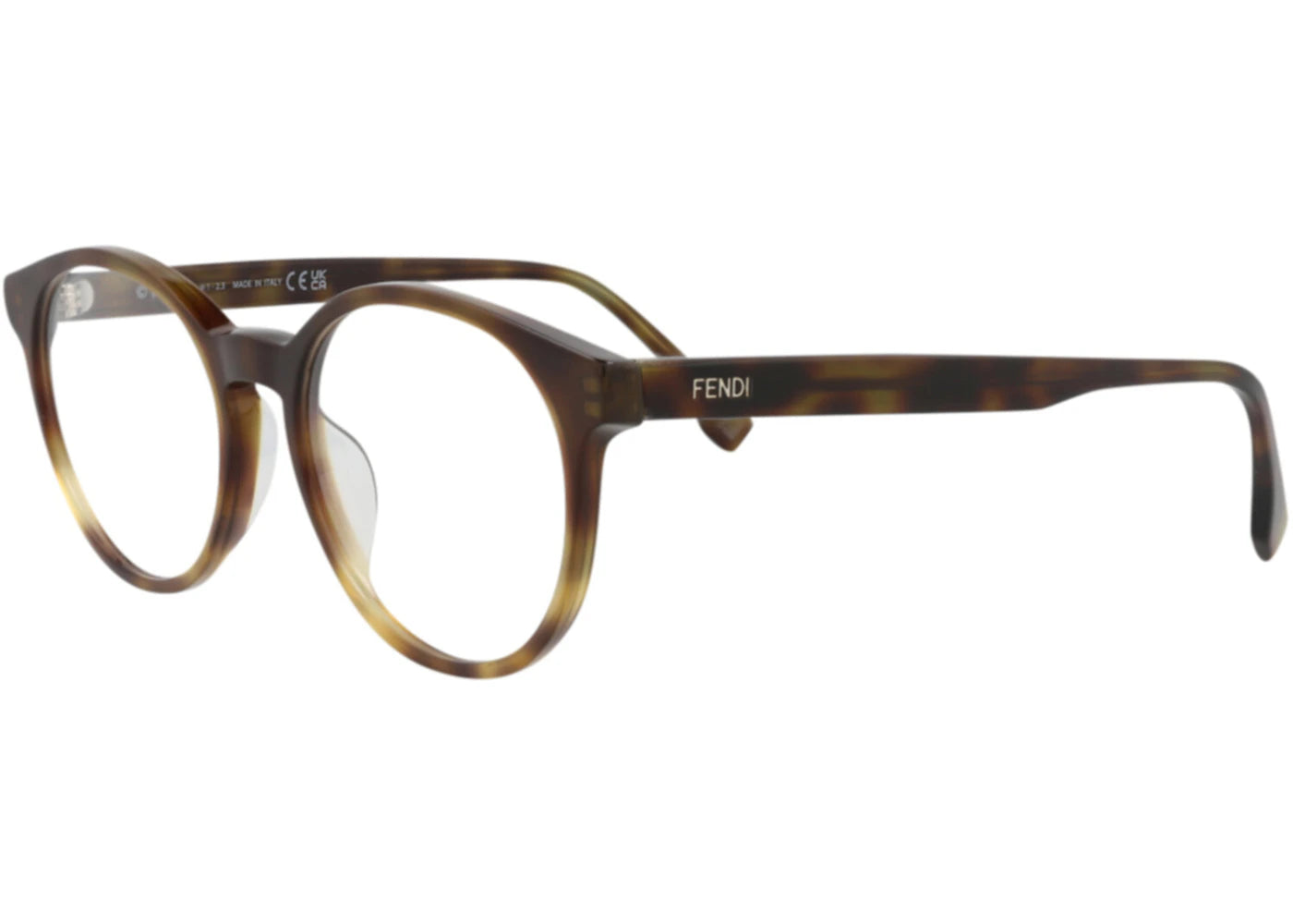Fendi Round Eyeglasses Havana Havana Transparent (FE50031I-52-053)