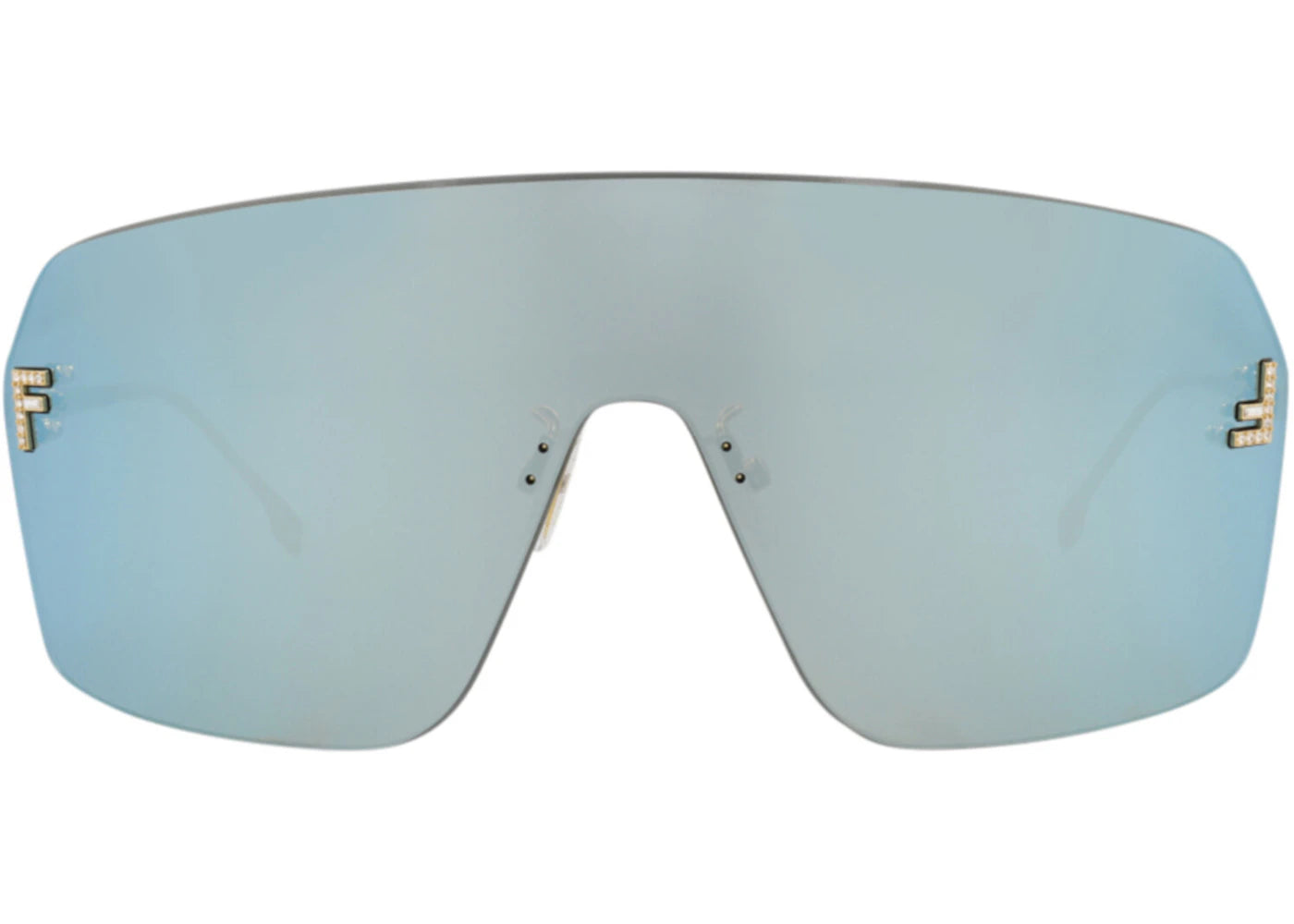 Fendi Shield-Frame Metal Sunglasses Gold Gold Blue (FE4121US-00-30X)