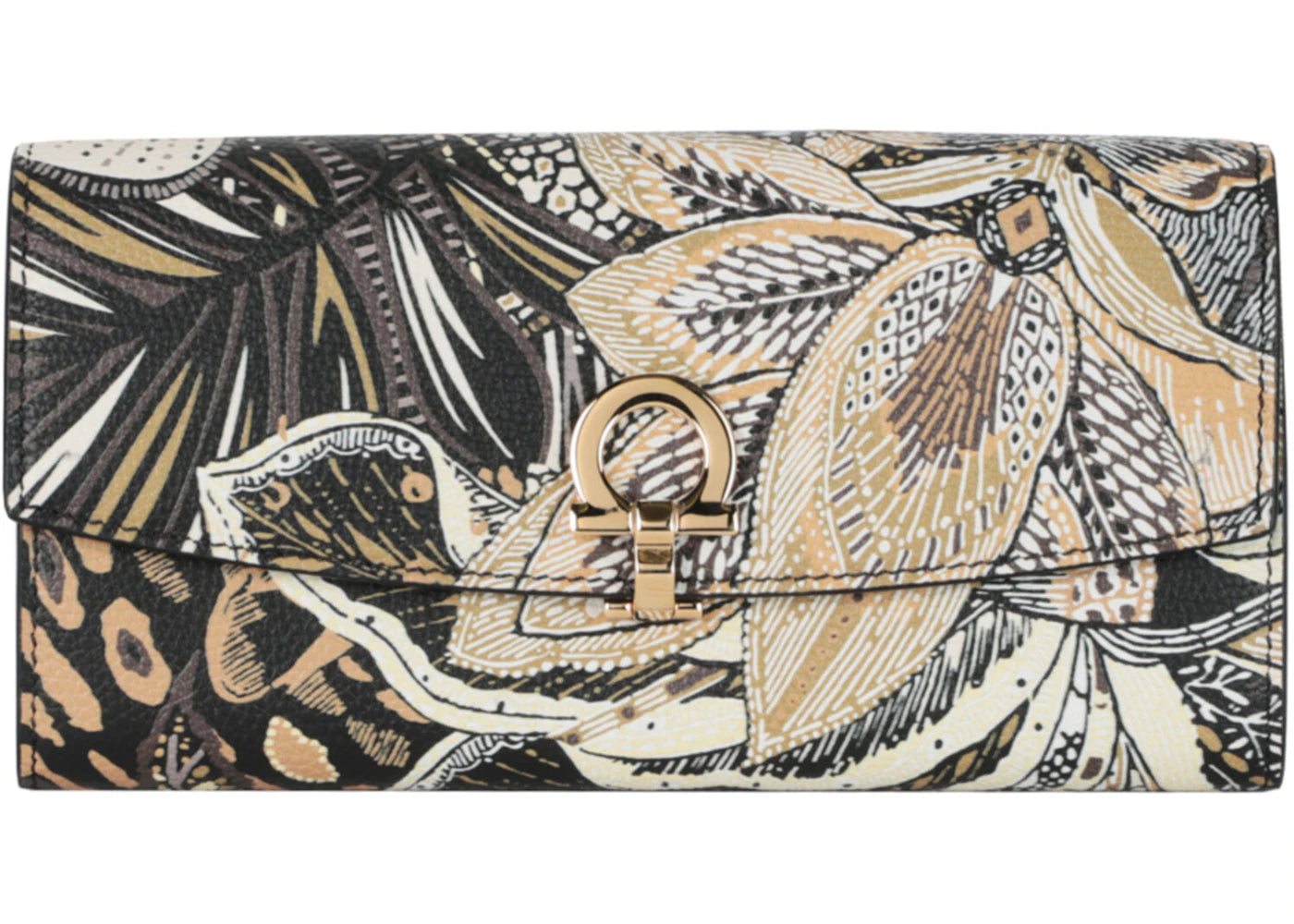 Ferragamo Batik Print Gancini Continental Wallet Multi