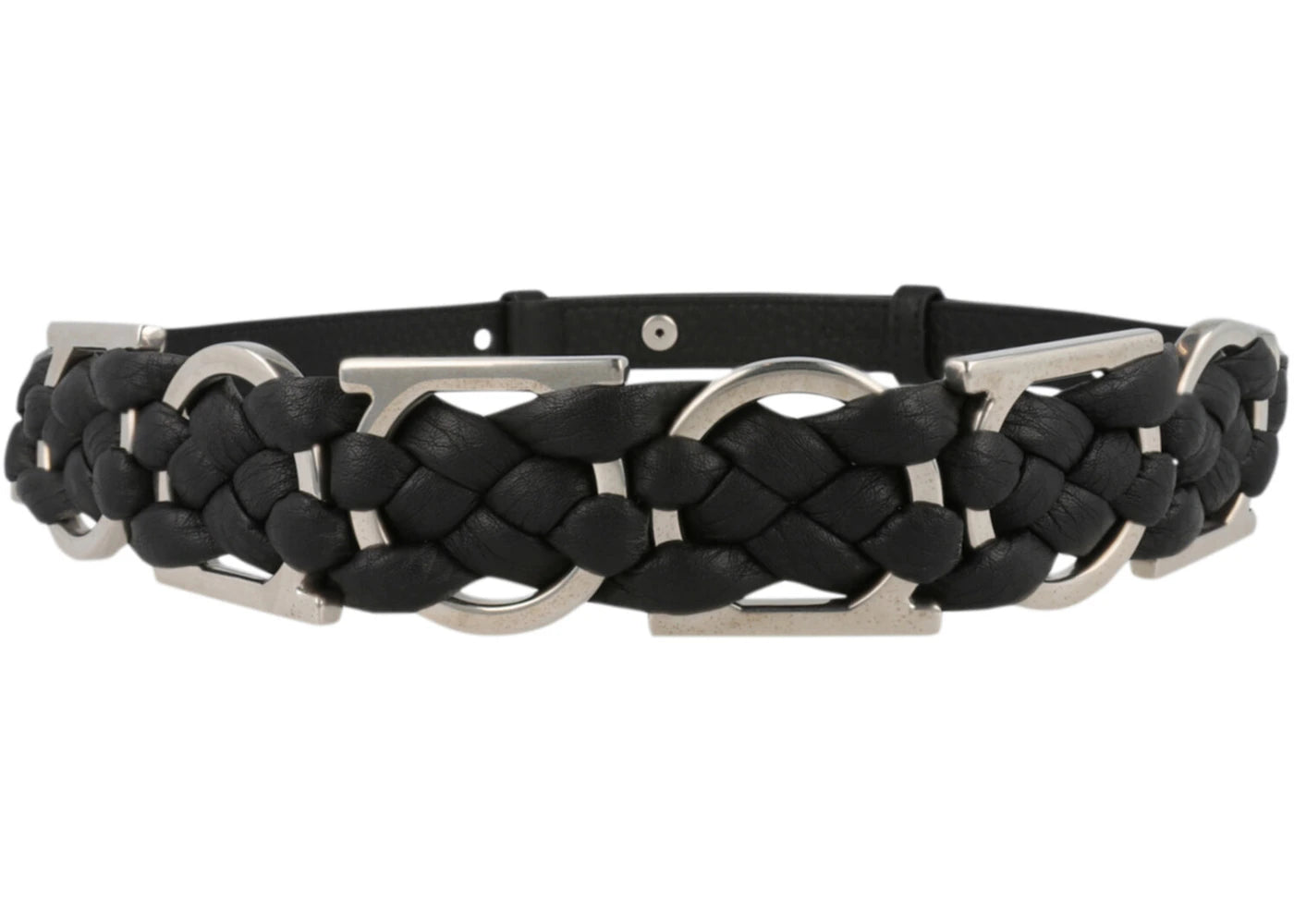 Ferragamo Braided Gancini Belt Black