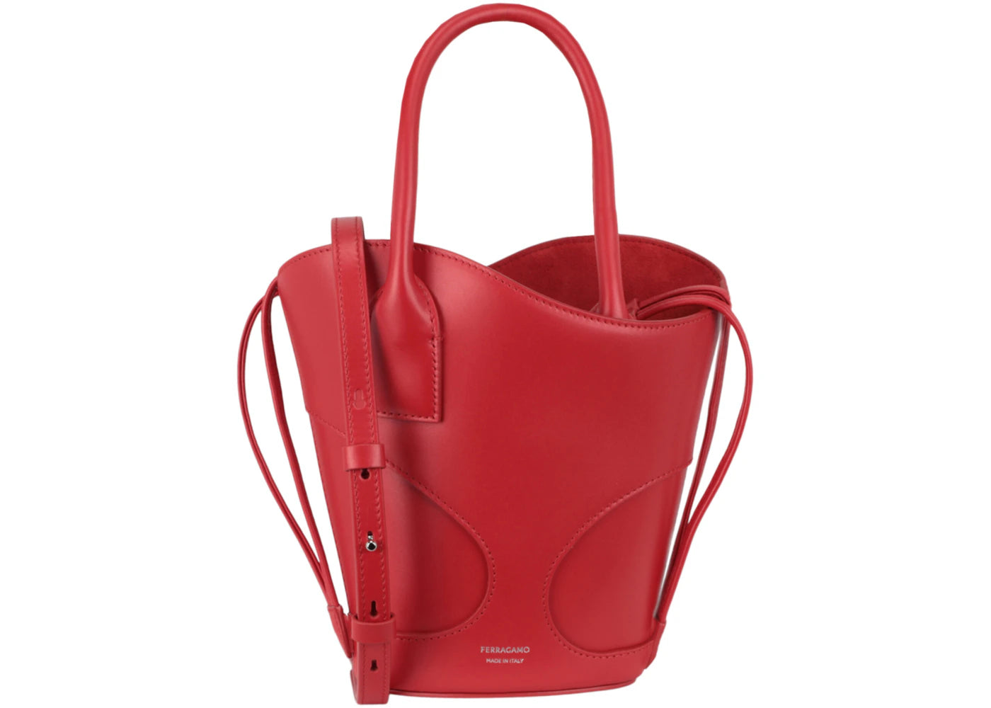 Ferragamo Cut-Out Leather Mini Tote Bag Red