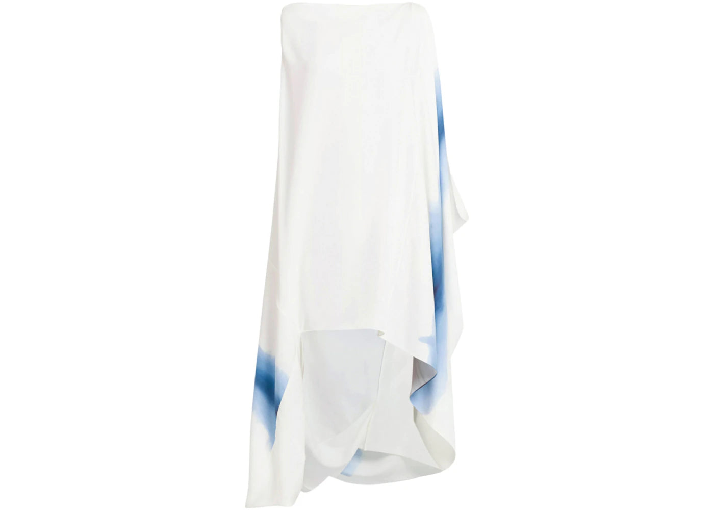 Ferragamo Degrade-Print Draped High-Low Dress Blue