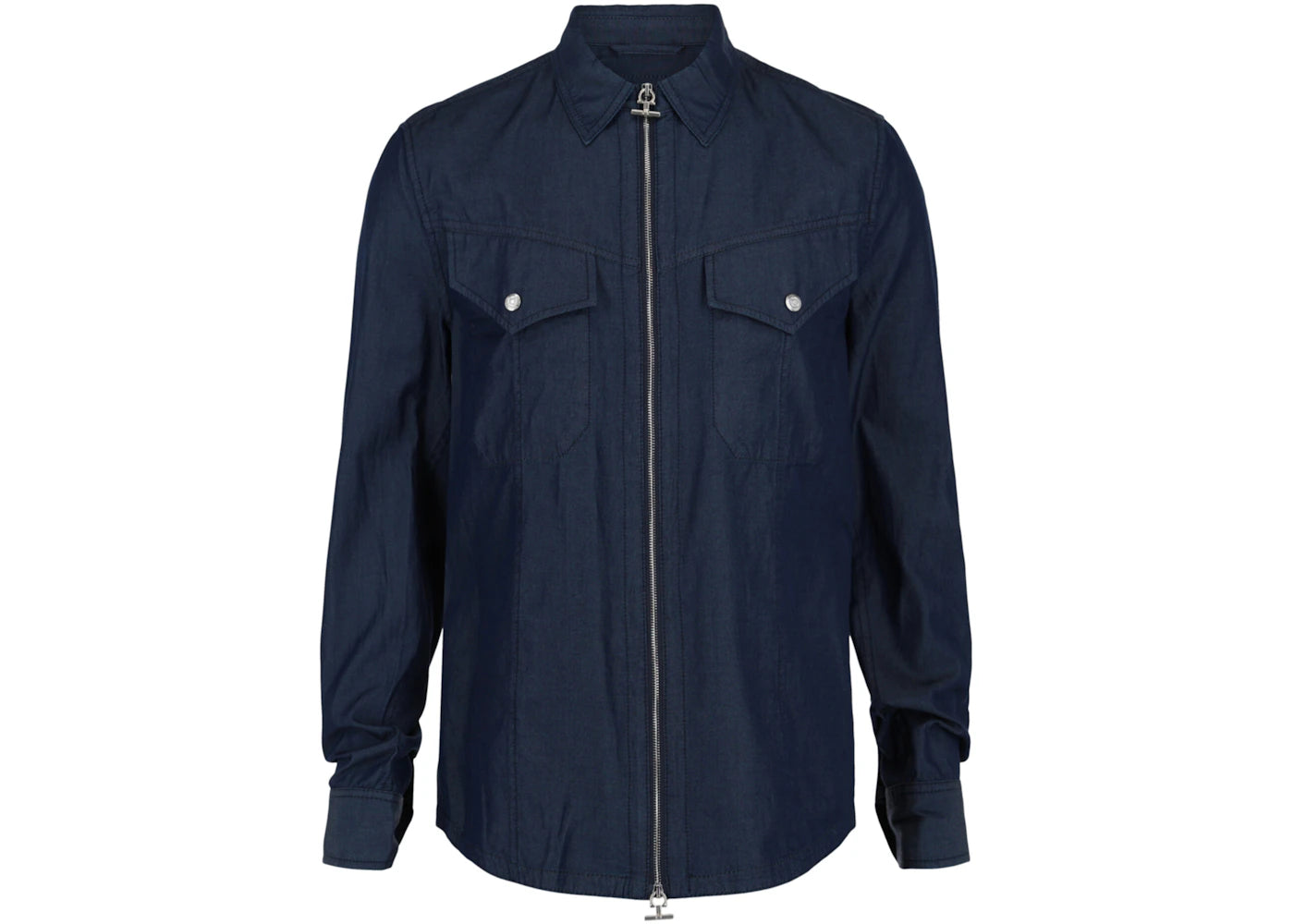 Ferragamo Denim Zipper Shirt Blue