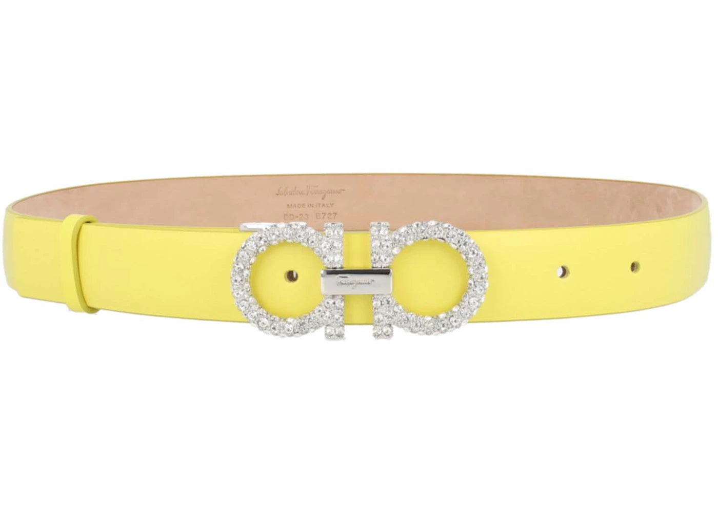 Ferragamo Embellished Gancini Belt Lime