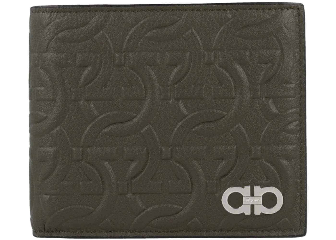 Ferragamo Embossed Gancini Wallet Military Green