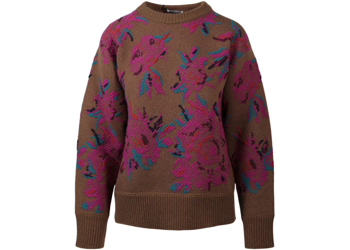 Ferragamo Floral Wool Sweater Beige Khaki