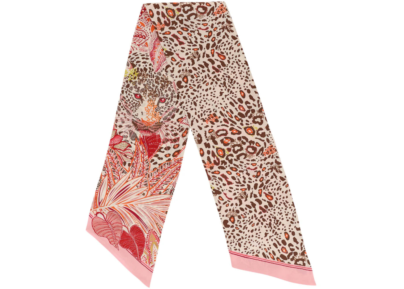 Ferragamo Leopard and Floral Print Scarf Pink