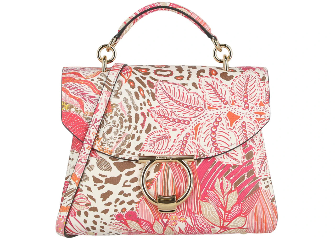 Ferragamo Margot Gancio Plant-Print Shoulder Bag Multi