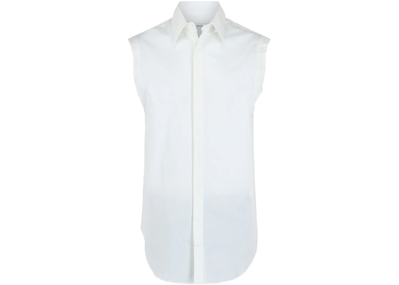 Ferragamo Raw Cut Sleeveless Tuxedo Shirt White